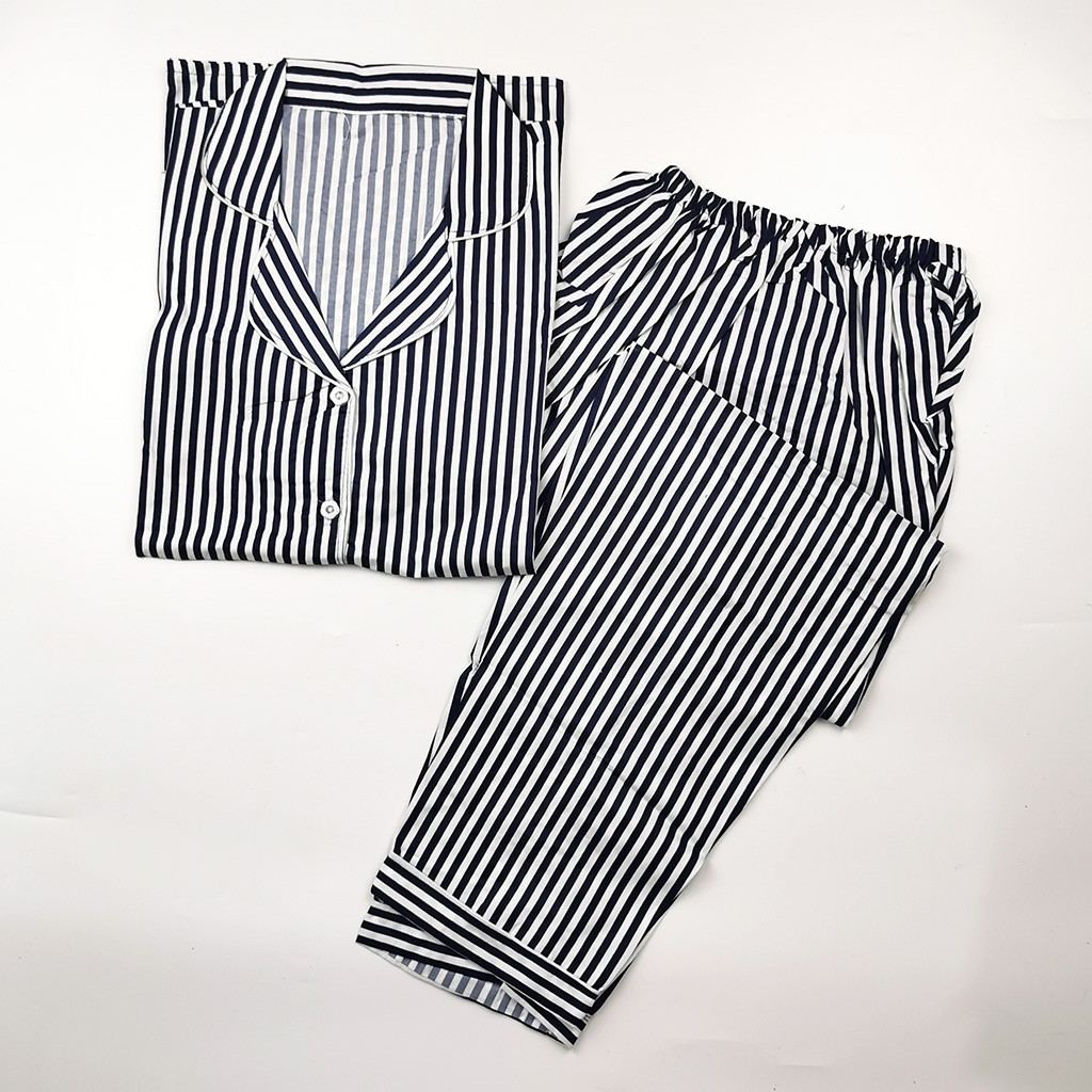 Baju Tidur Piyama Wanita Dewasa Setelan CP Motif Trendy-CPL SALUR BLACK