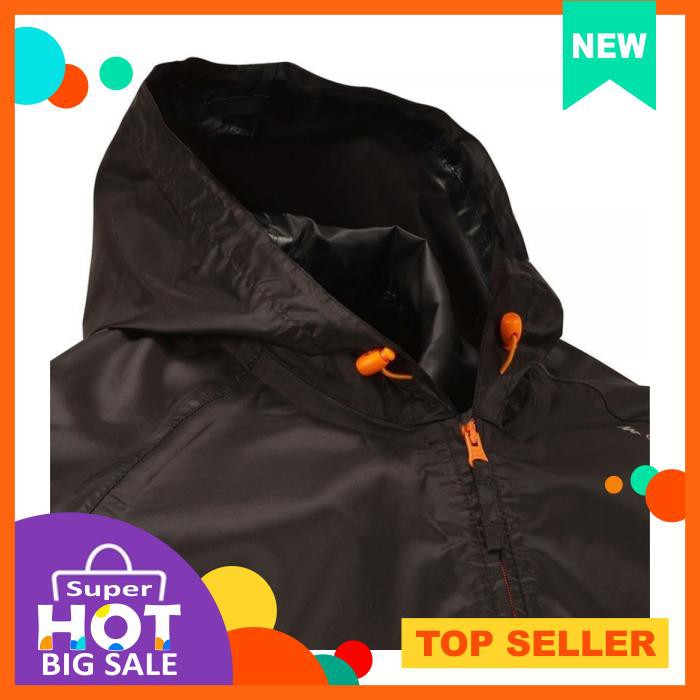 Quechua Jaket Jas Hujan Pria Hiking Waterproof Rain Jaket Hitam