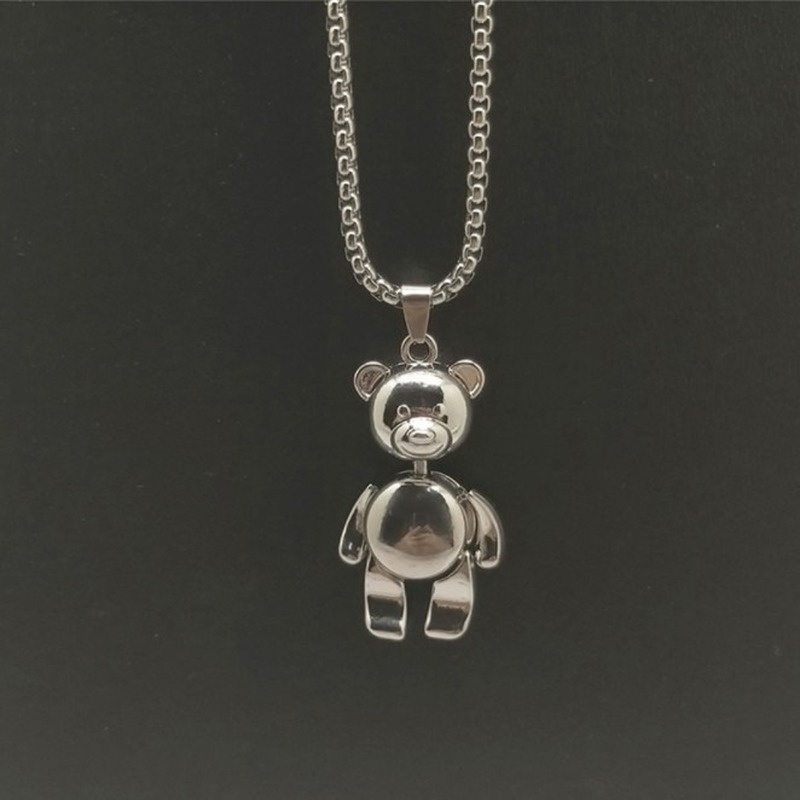 Trendy Hip Hop European and American Street Bear Pendant Soil Cool Jumping Di Accessories Necklace  210818