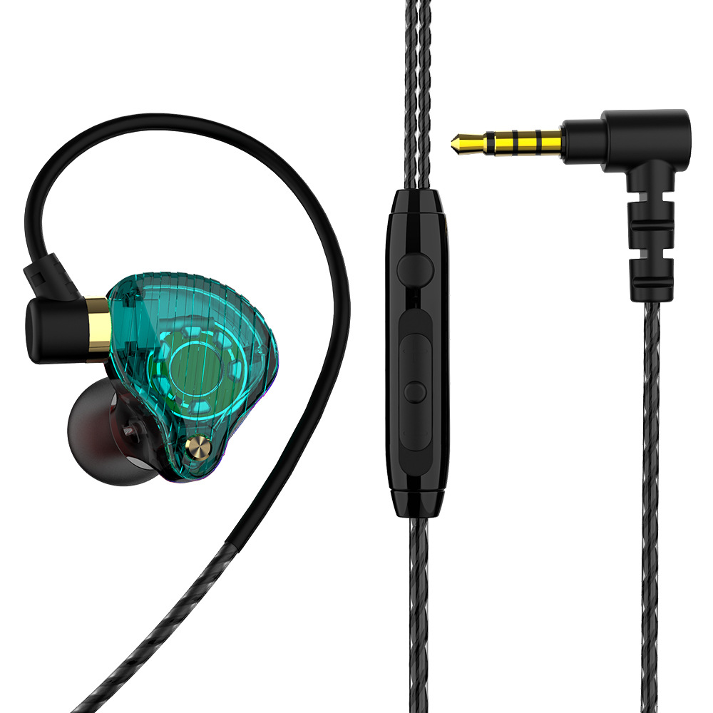 Qkz Sk3 Headset Earphone Kabel Dual Driver Stereo Bass Dengan Mic Untuk Olahraga Lari