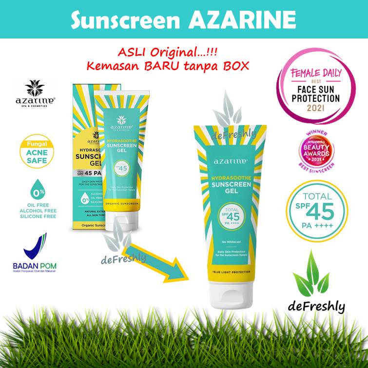 Azarine Hydrasoothe Sunscreen Gel Sun UV Serum SPF45 PA++++ 50ml - HydraMax-C Sunscreen Serum SPF 50 PA+++  40ml - Calm My Acne SPF35 PA+++ - Cicamide Barrier SPF35 PA+++