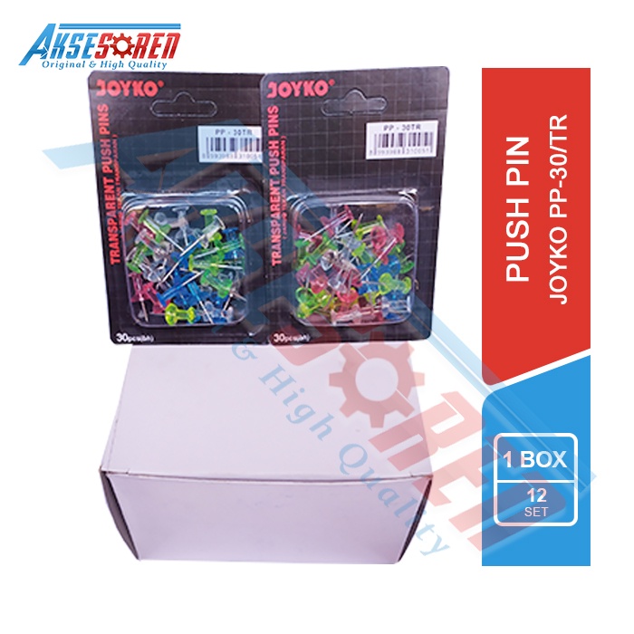 

PAKU PUSH PIN TRANSPARENT JOYKO [PP-30TR/12 PCS] / ALAT KUSUK / PAKU KERTAS 1 PAK / PAKU STEROFOAM / PUSH PIN 1 PACK JOYKO / PAKU UNTUK FOTO / ALAT TUSUK KERTAS [1 BOX]