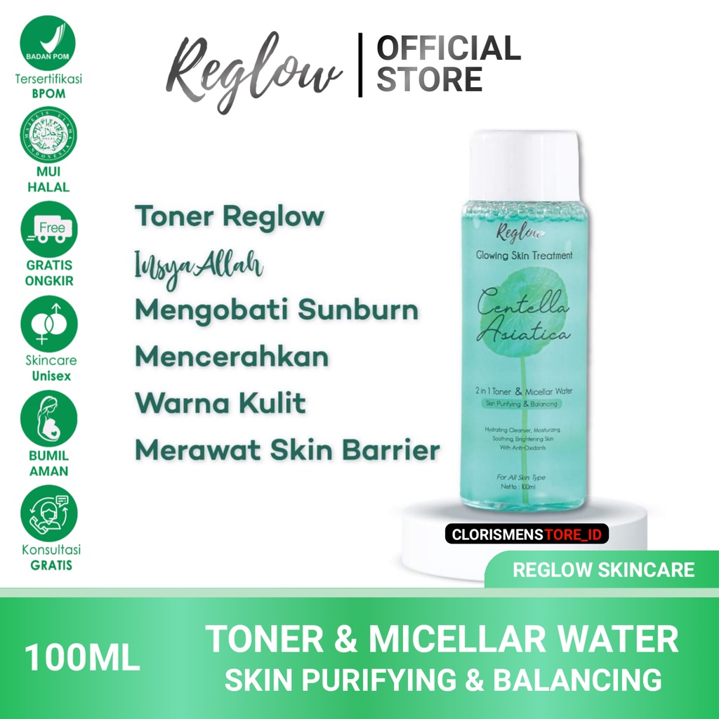 PAKET REGLOW SERIES Skincare Original Perawatan Pemutih Wajah Glowing Bpom Ampuh Free Pouch-Toner & Micellar
