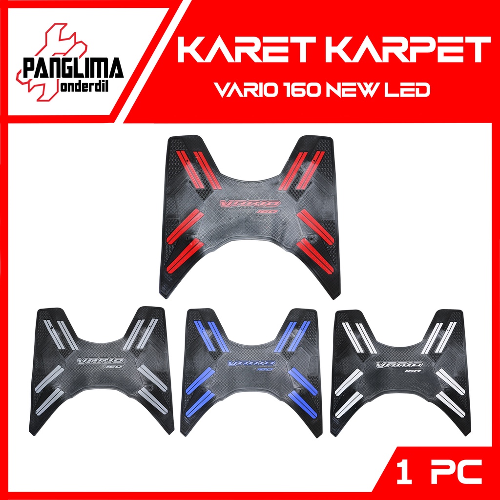 Karpet Vario 160 Vario 160 New LED 2022 Injekan-Pijakan-Alas Kaki-Bordes Karet Merah-Biru-Putih-Abu