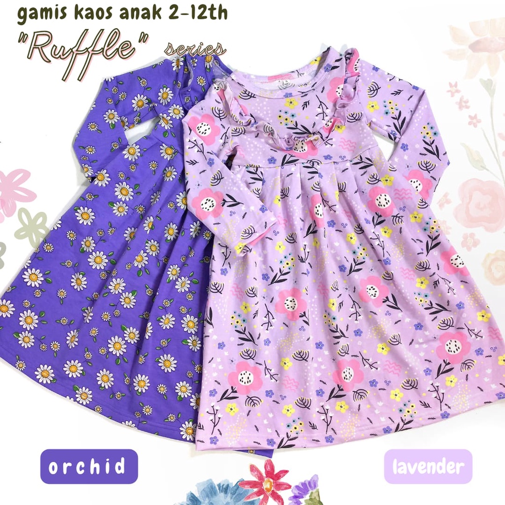 GAMIS KAOS ANAK 1-5 thn + SAKU SAMPING (BASIC RUFFLE series)