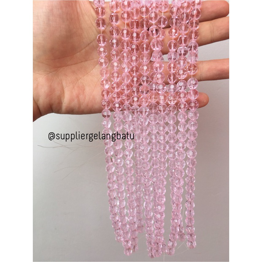 kristal bola dunia cutting 8mm PINK rose quartz kuarsa ceko bulat bead aksesoris wanita pria craft