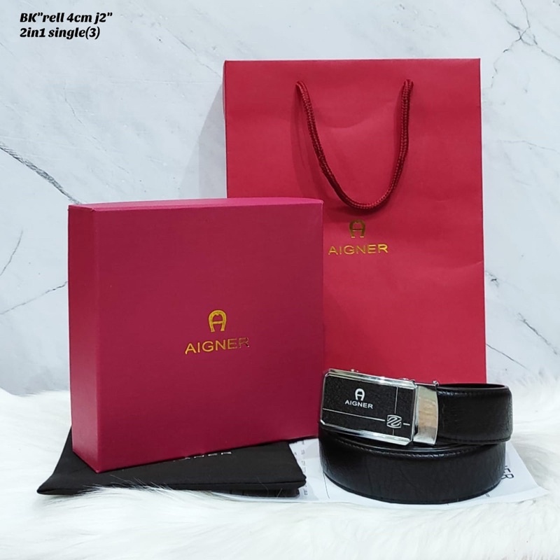 sabuk kulit pria Aigner import Belt pria branded