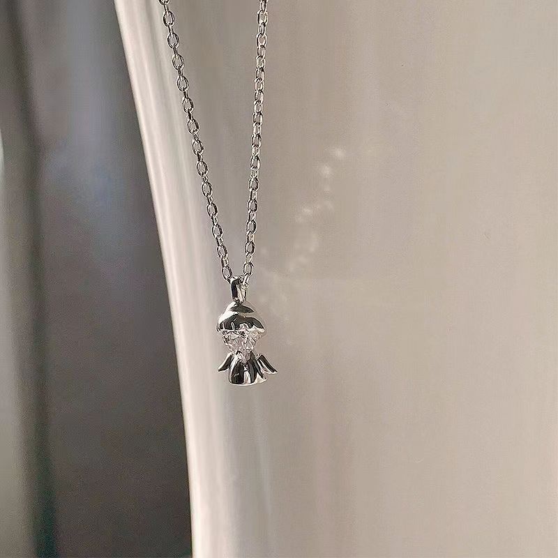 Kalung Rantai Liontin Malaikat Aksen Zircon Gaya Korea Untuk Wanita
