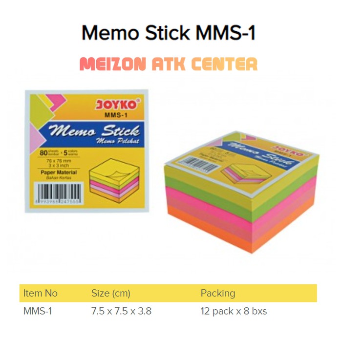 

Unik JOYKO MEMO STICK POST IT MMS-1 MMS 1 STICKY NOTES MEMO PEREKAT Limited