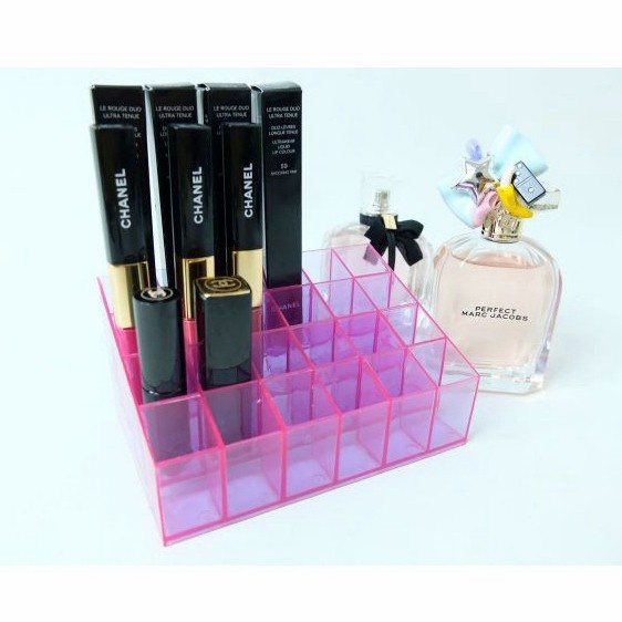 Rak Kosmetik Lipstick Acrylic 24 Slot / Rak Lipstik 24 slot / Tempat Penyimpanan Lipstick / Make Up Organizer