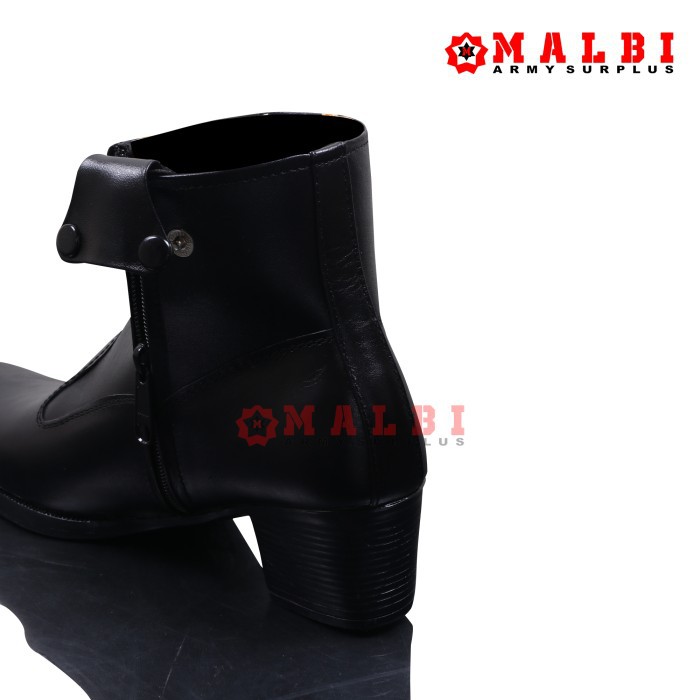 AM Sepatu PDH DOFF Sepatu PDH SUS Polwan Boots Resleting Sepatu Dinas Cewek Doff Hak 5cm