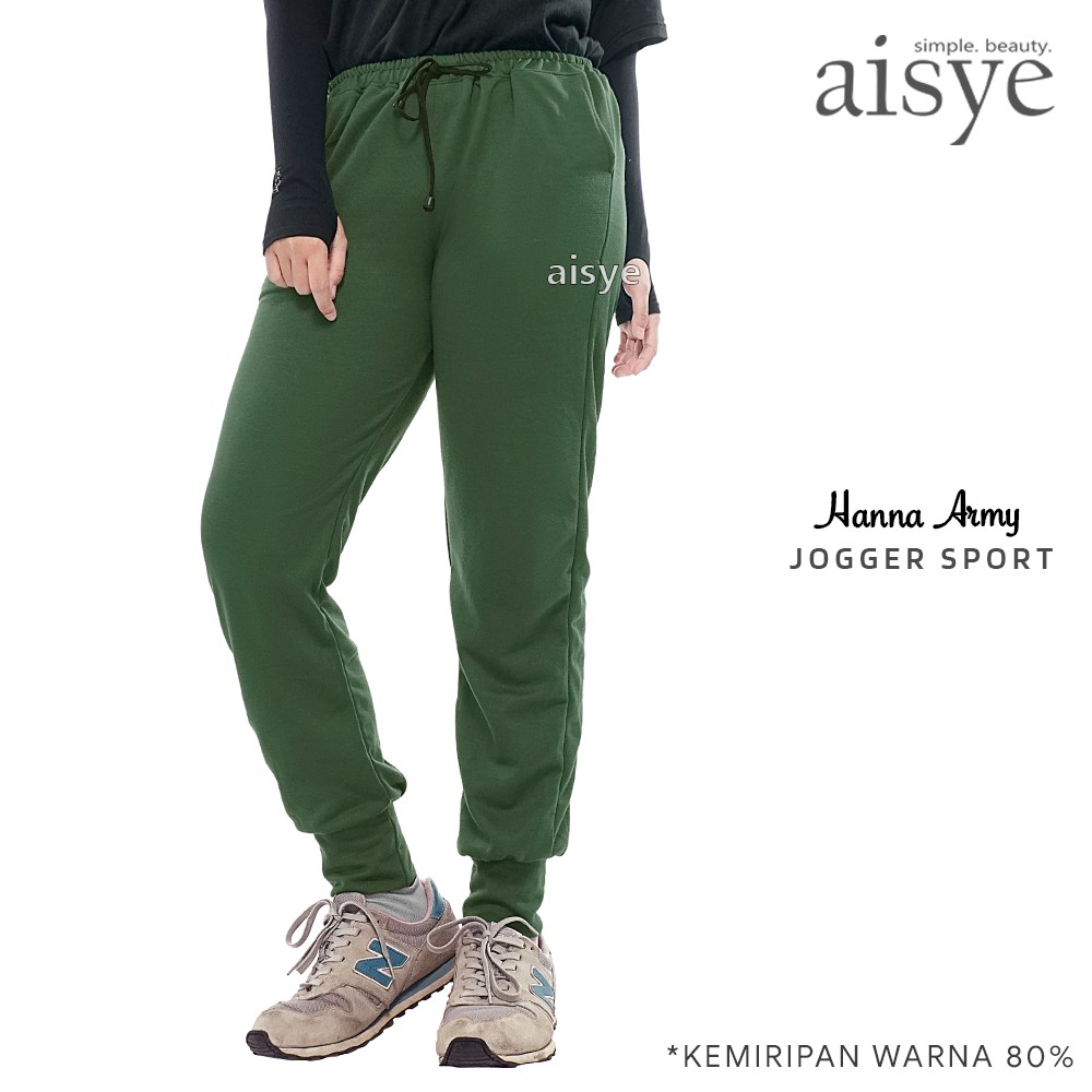 Celana Jogger Pants Sporty Aisye Wanita Korean Style Joger Training Panjang Sport Cewek Babyterry