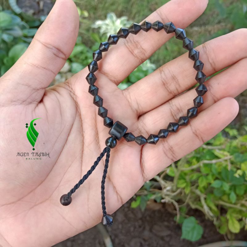 Gelang Kayu Galih Kelor Hitam Asli Motif Wajik Size 6mm ORIGINAL!!