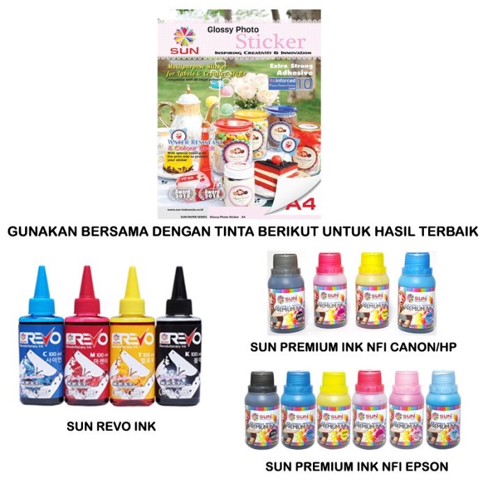 Kertas Sticker Photo Glossy A4 - SUN NG Glossy Photo Sticker Ultra Thin, 140 Gsm, HVS sticker, Sticker Bontax Camel