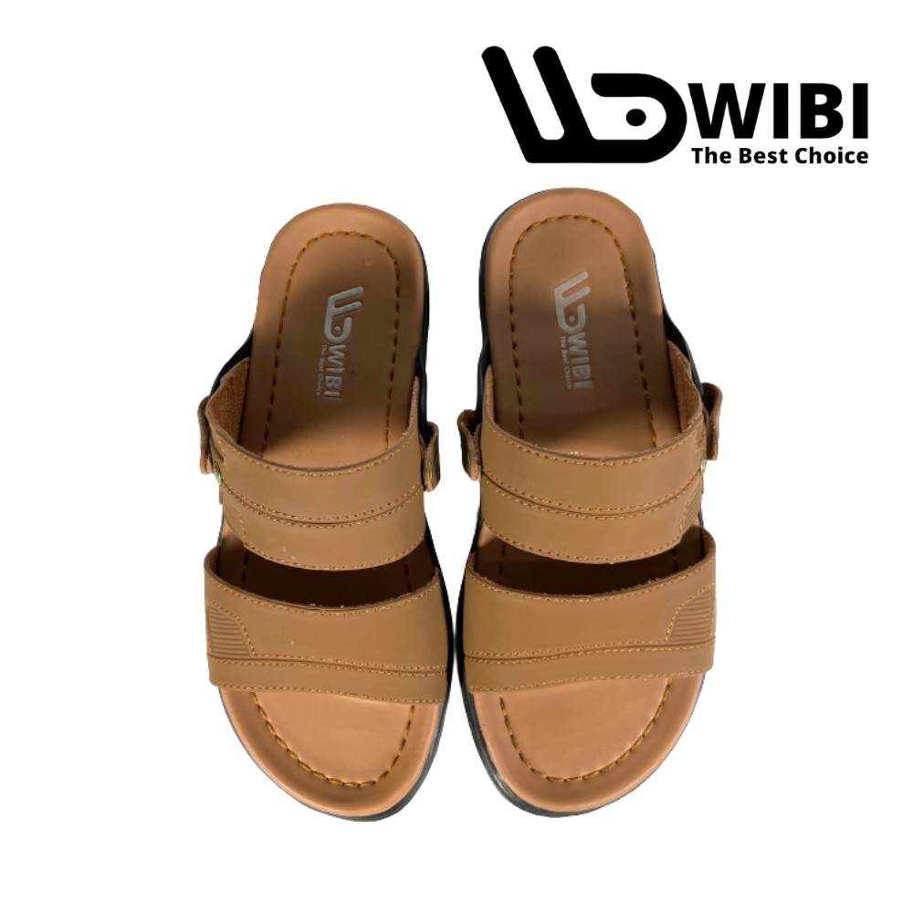 Sandal Slide Pria Cowok Kulit Original WIBI S 22 Sendal Fashion Casual Import Kantor Kerja Santai