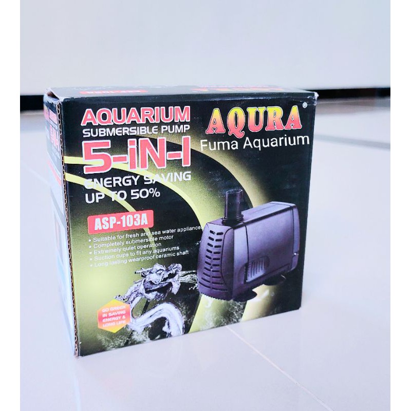 Pompa Celup Aqura ASP-103A Mesin Filter Kolam Aquarium Hidroponik Low Watt Aquaponik Submersible Pump Power Head