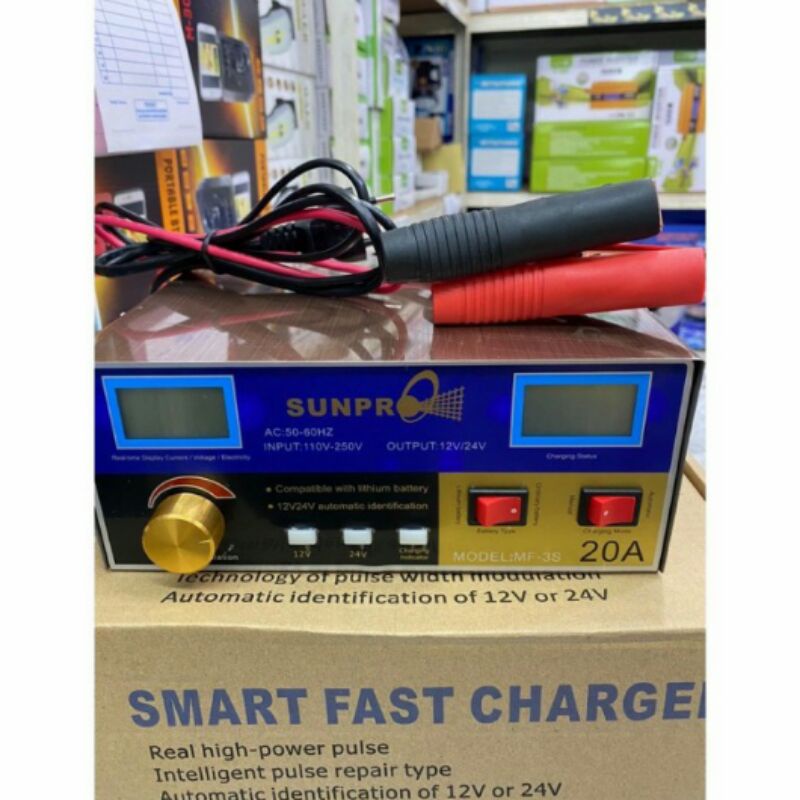 Cod Charger Alat cas Aki Mobil 24V/12V 20A Sunpro MF-3S Charger Aki