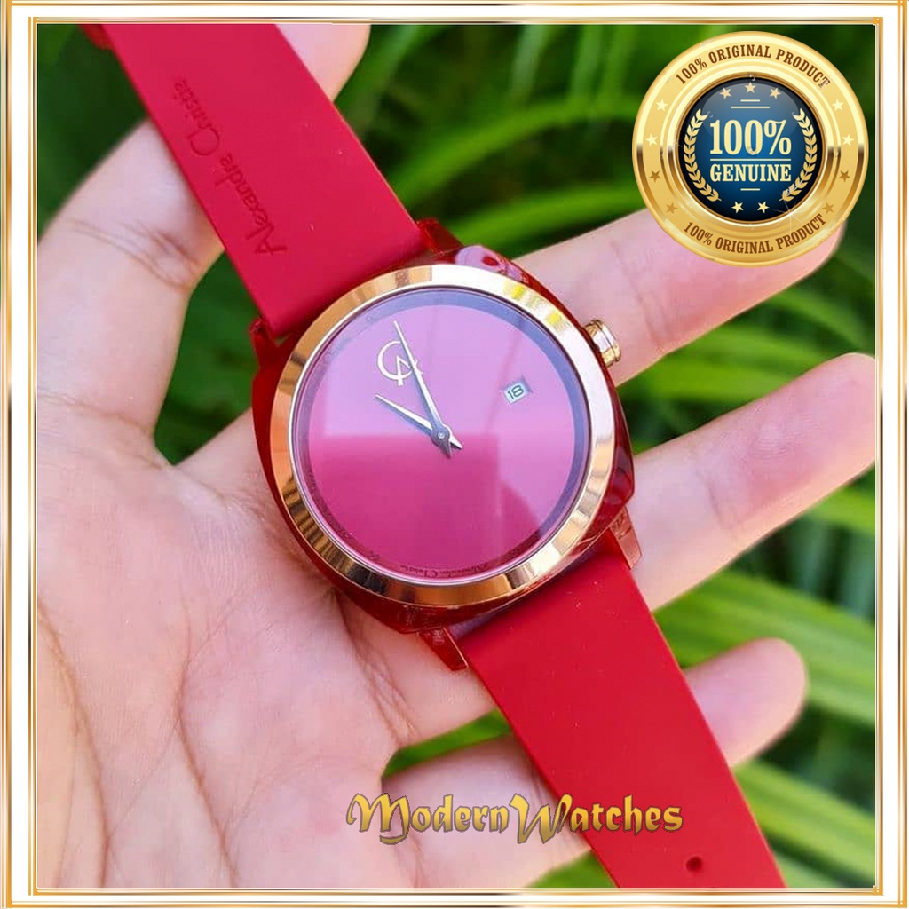 Jam Tangan Ori Alexandre Christie AC 2763 Wanita Merah Putih Soft Peach Pink Red Navy Kuning Rubber 