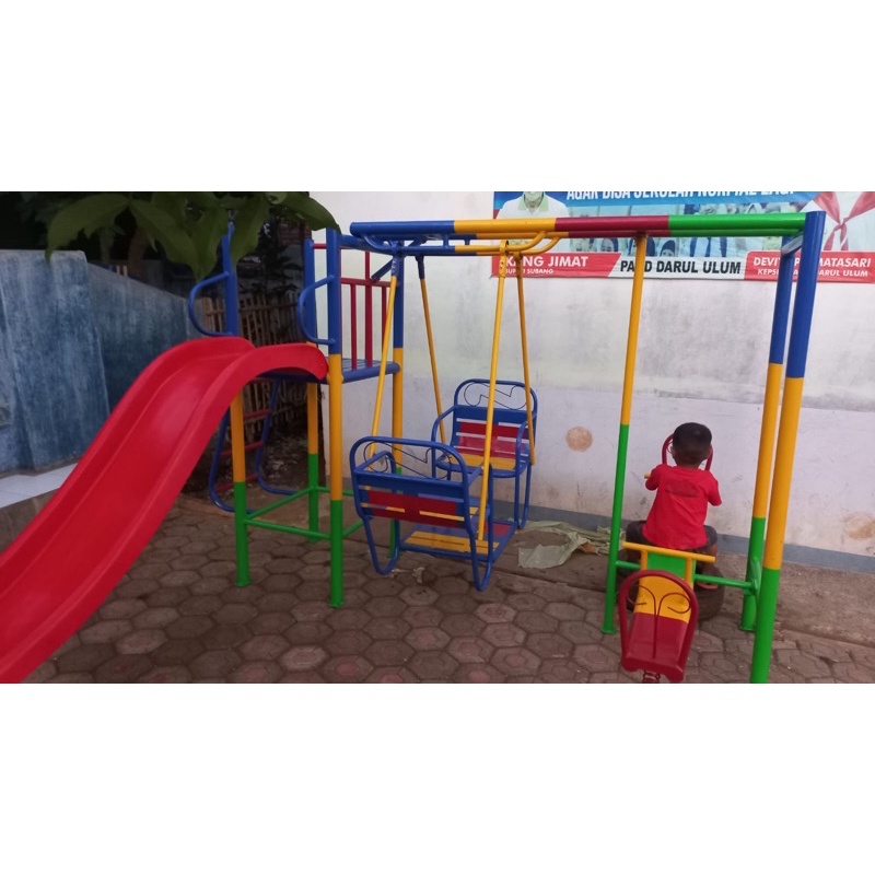 playground anak set tiga perosotan set mainan tk mainan paud free ongkir jkt