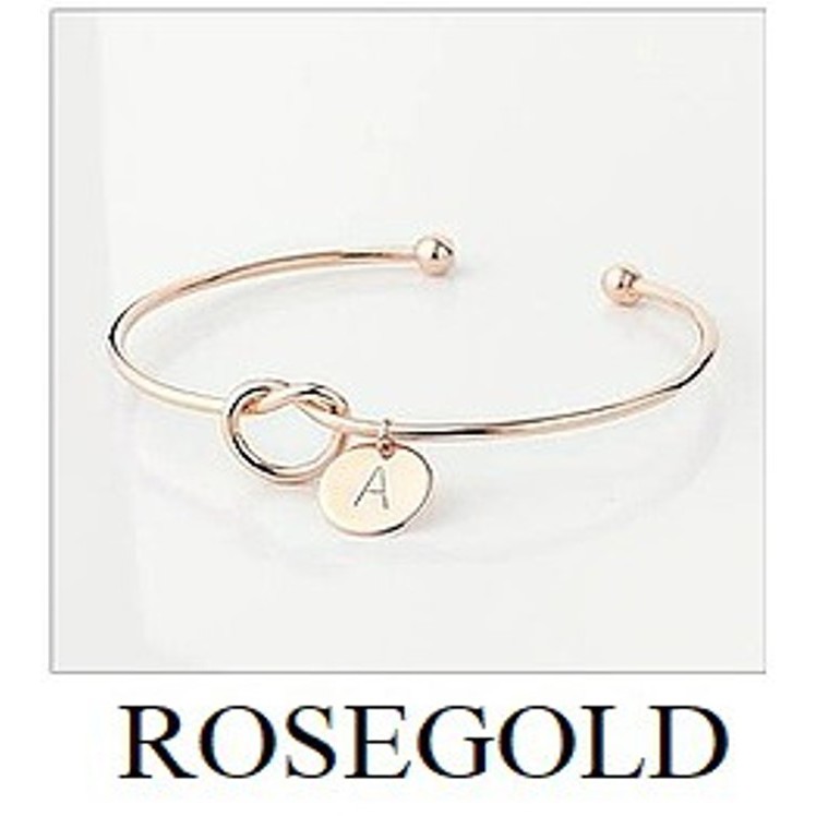 UNIK - G525 (A - M) Gelang Huruf Abjad / Gelang Bangle Fashion Wanita / Gelang 26 Alphabet-Rose Gold