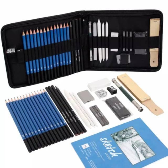 

tulis-alat-paket- 36 pcs sketching set drawing kit tools pensil gambar sketsa art manga -paket-alat-