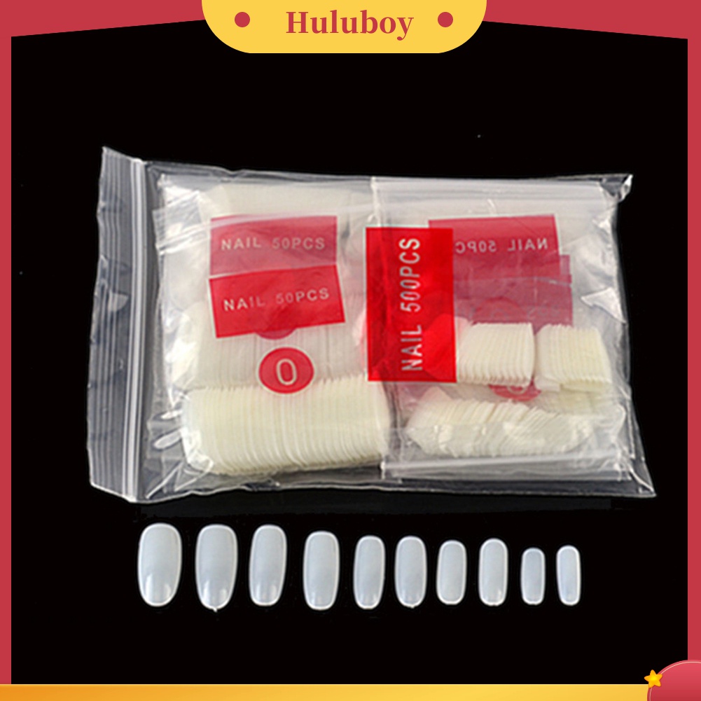 Huluboy Huluboy♡ 500pcs Kuku Palsu Full Cover Bentuk Oval Untuk Dekorasi Manicure