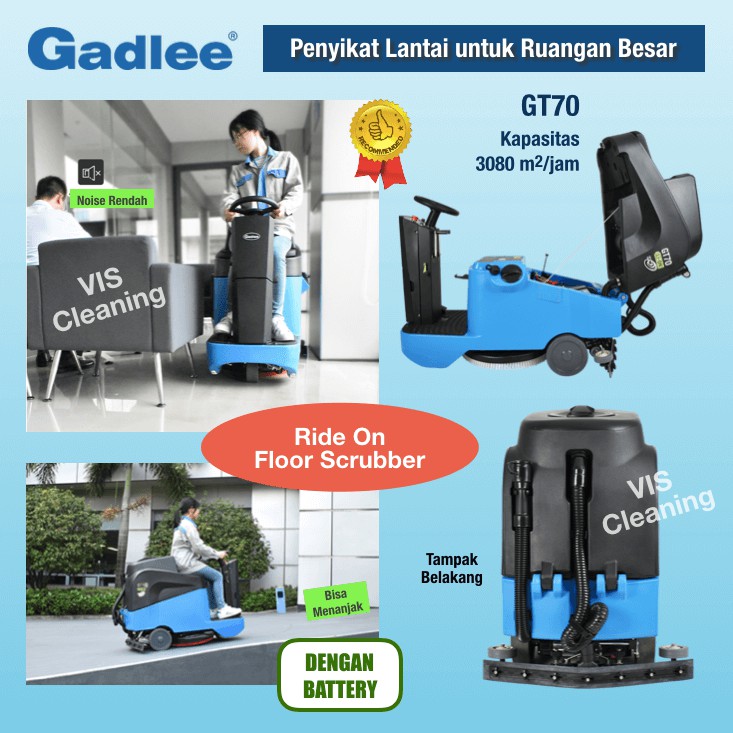 Ride On Floor Scrubber Gadlee GT70 Battery (Mesin Penyikat dan Pengering Lantai)