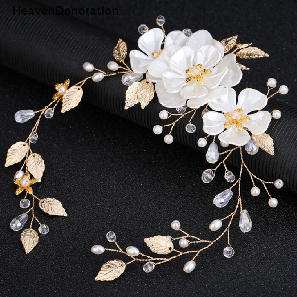 [HeavenDenotation] Women bridal white flower rhinestone pearl hair clip wedding hair accessories