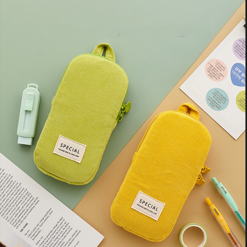 Angoo Mini Candy Pencil Case Pen Bag Colorful Design Soft Touch Corduroy Storage Pouch Organizer Sta