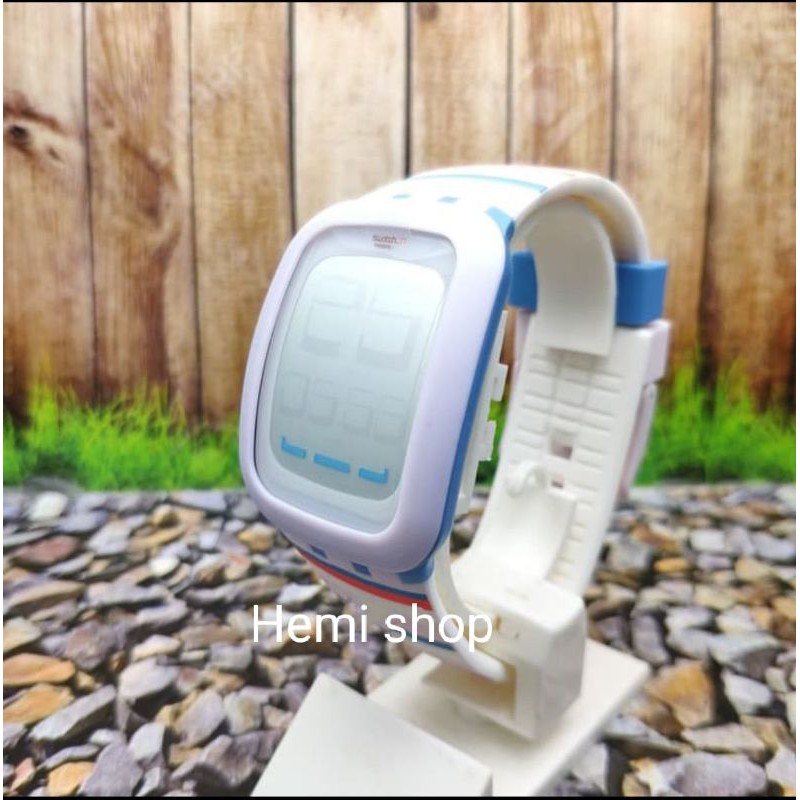 Swatch Digital Jam Tangan Karet Unisex SURN107 Tendina Original