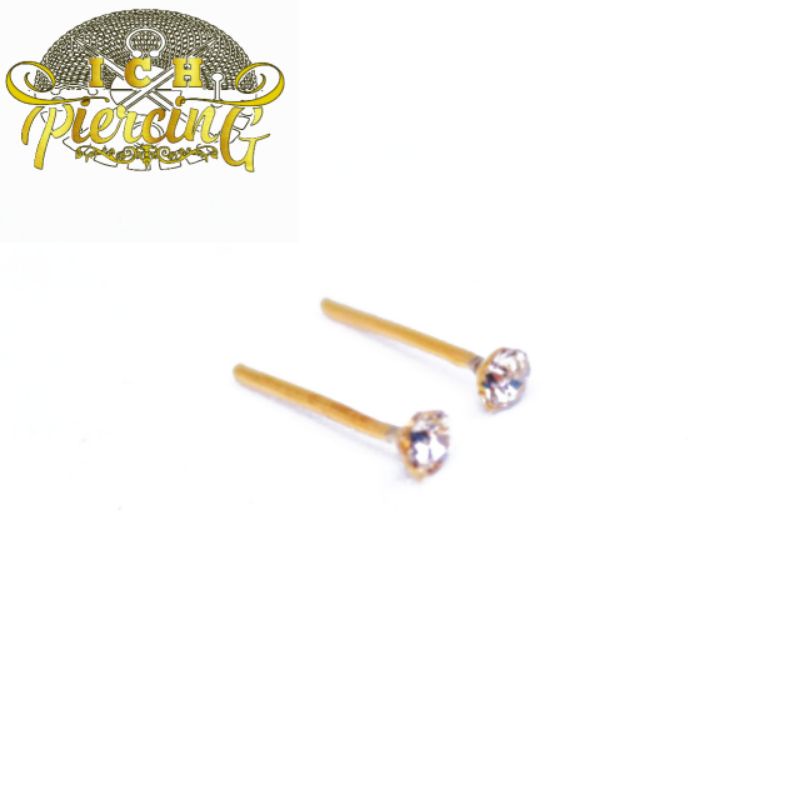 Anting Permata Kecil 2mm Anting Mata Gold / Anting Titanium Wanita