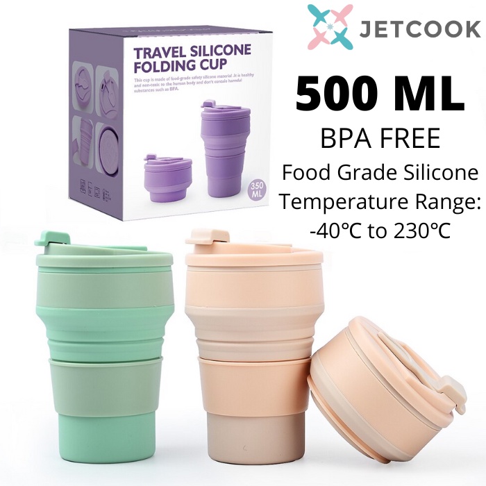 JetCook Collapsible Cup / Foldable Cup 500ml - Gelas Lipat Silicone Portable Tahan Panas