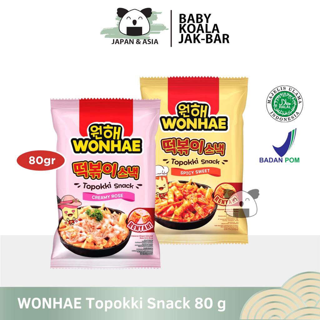 

WONHAE Topokki Snack 80 g Halal | Tteokbokki Snack Sweet Spicy / Creamy Rose...