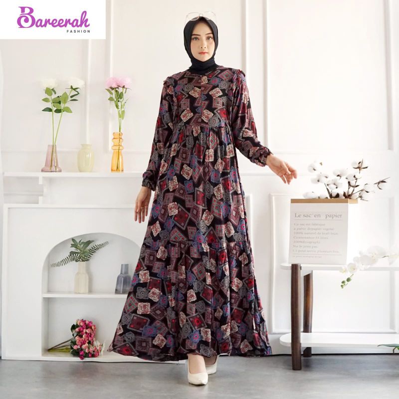 Gamis katun rayon Jumbo premium By Bareerah//Gamis Rayon Motif//Gamis Standar Rayon//Gamis Rayon Jumbo