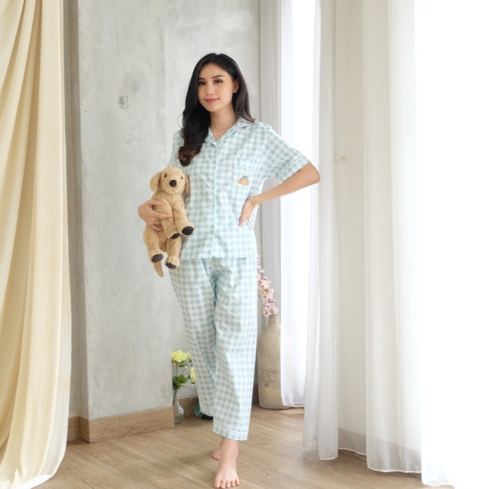 Bordir Pajamas - Atasan Celana Baju Tidur Setelan Wanita