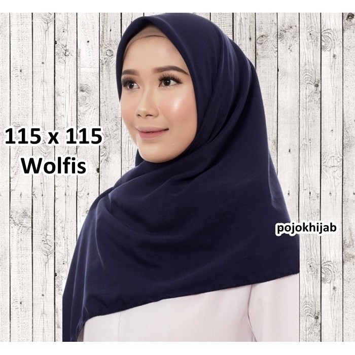 Jilbab Segi Empat Wolfis 115 X 115 Jilbab Segi4 Polos Jilbab Wolfis Shopee Indonesia