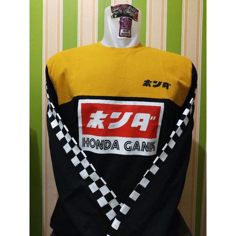 KAOS HONDA GANK KUNING HITAM LENGAN PANJANG