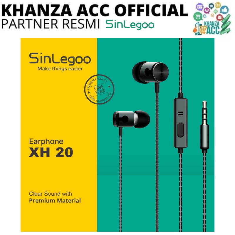 KHANZAACC SINLEGOO XH-20 Earphone In Ear Mic Super Bass Metal Material