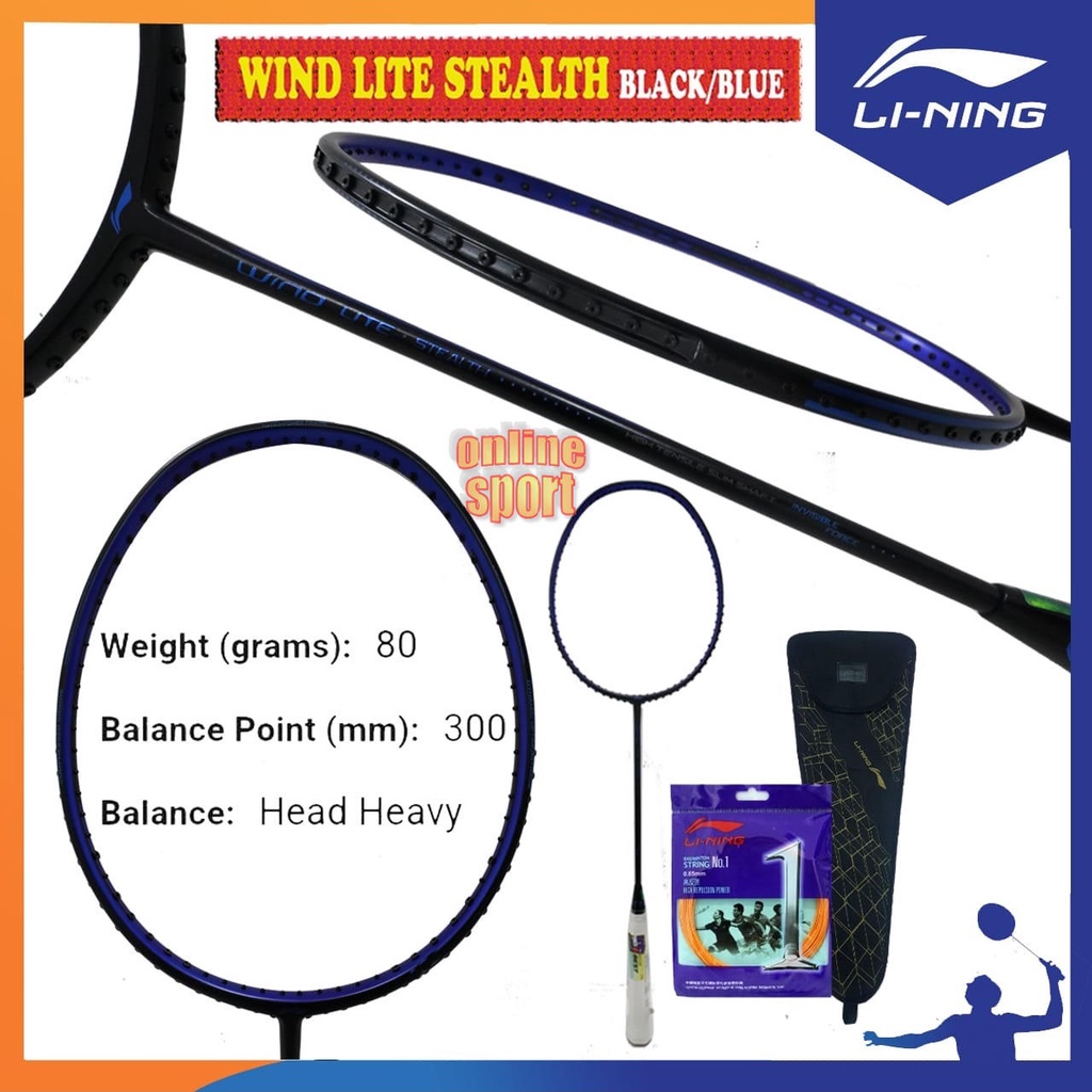 LI-NING Wind Lite Stealth Raket Badminton LINING Wind Lite Stealth
