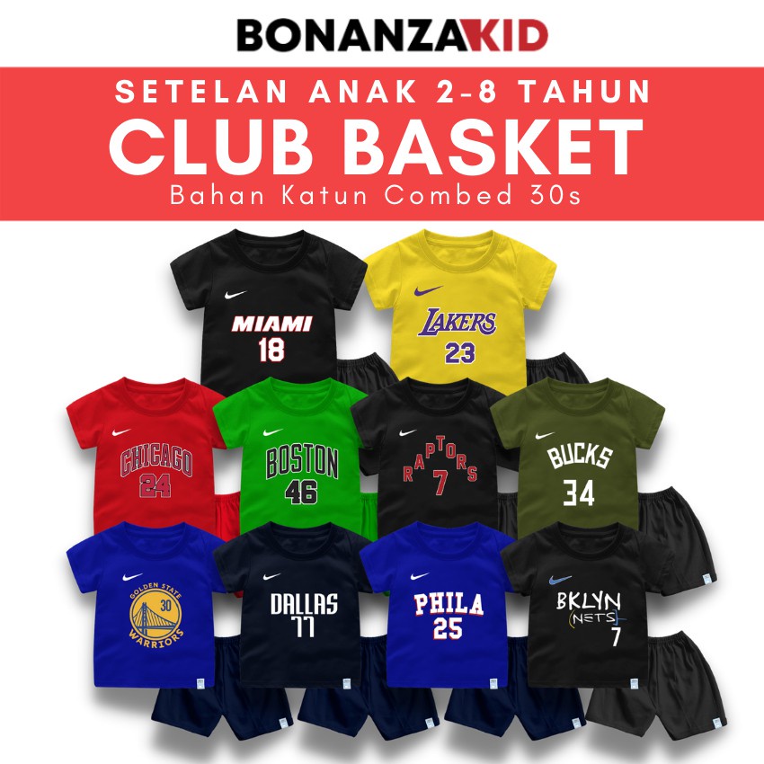 Baju Kaos Setelan Basket Anak Gratis Tambah Nama Bahan Katun Combed 30s