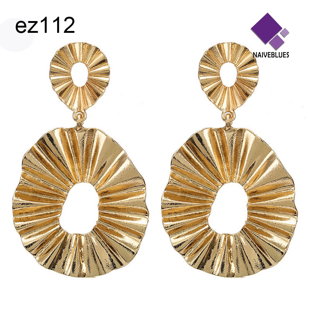 Anting Stud Bentuk Bulat Persegi Geometris Untuk Wanita