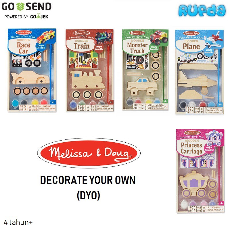 Melissa Doug DYO Decorate Your Own Mainan Anak Kayu Edukatif Kreatif