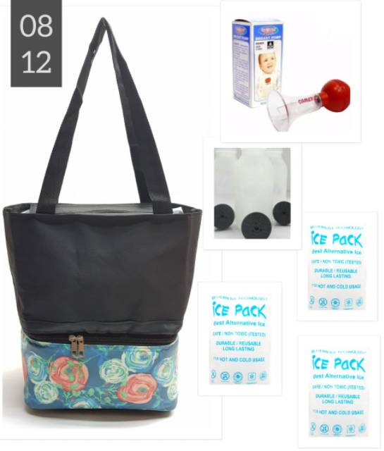 TAS ASI   COOLER BAG ASIB + 1POMPA ASI + 3 BOTOL + 3 ICE GEL  RIRIN (0812) s1