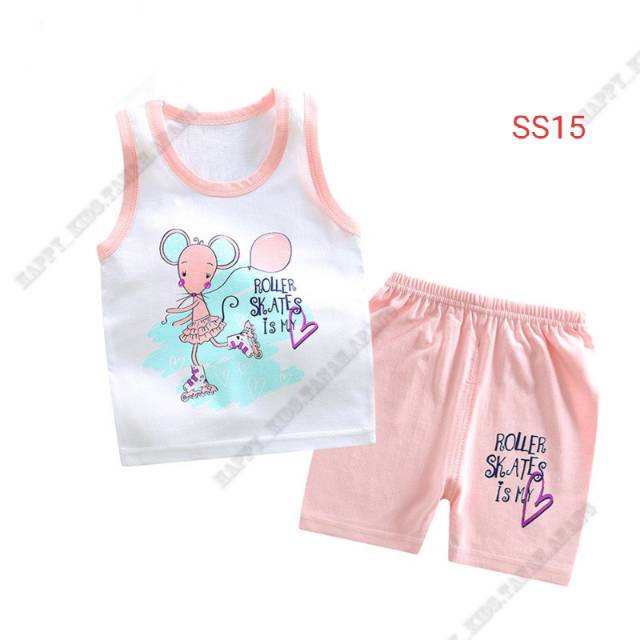 Setelan singlet anak murah / singlet anak perempuan / pakaian anak impor / 0-6tahun