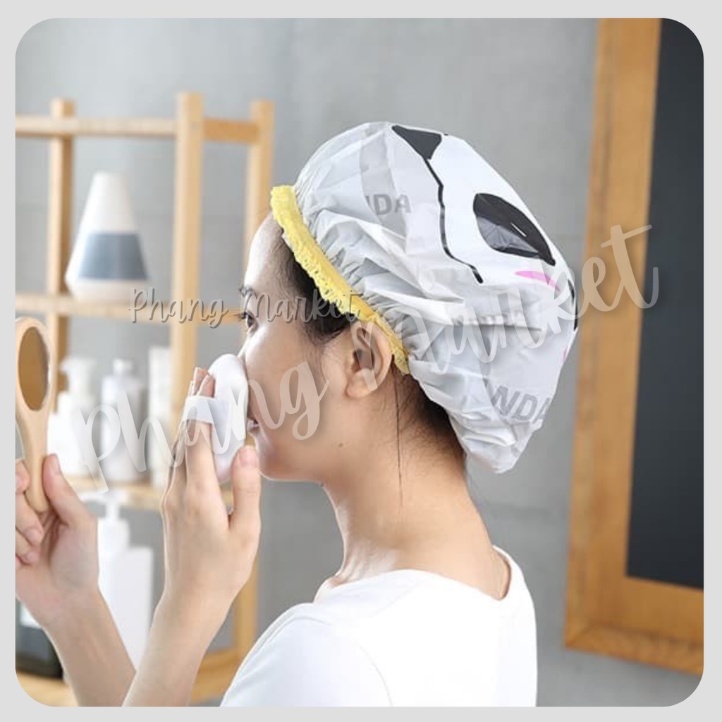 Shower Cap Topi Pelindung Penutup Kepala Rambut Karakter Lucu Waterproof