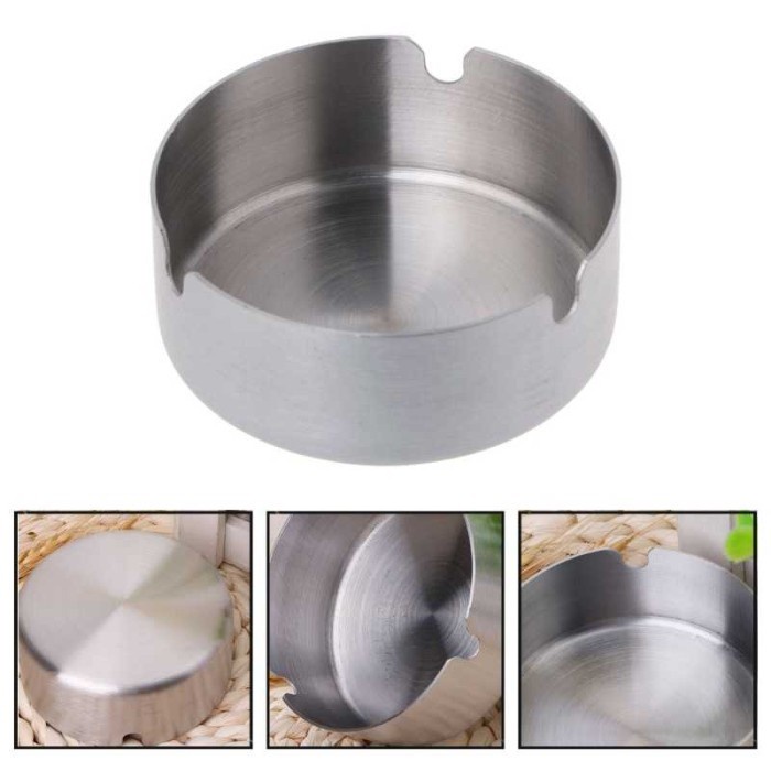 Asbak Stainless Cafe Tebal Bulat POLOS 10cm asbak besi polos 3 lubang