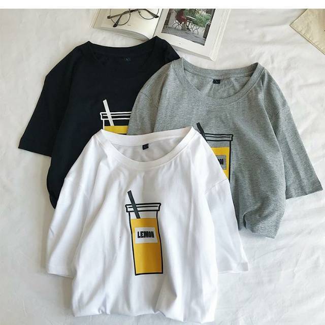 Kaos T-Shirt Wanita korea lemon