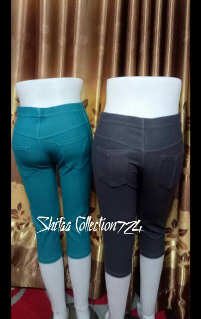 Celana Pendek Wanita Dewasa / Celana Legging Murah / Celana Leging Denim / Celana Leging Pendek 7/8 (BB 40-60 Kg - Dewasa)