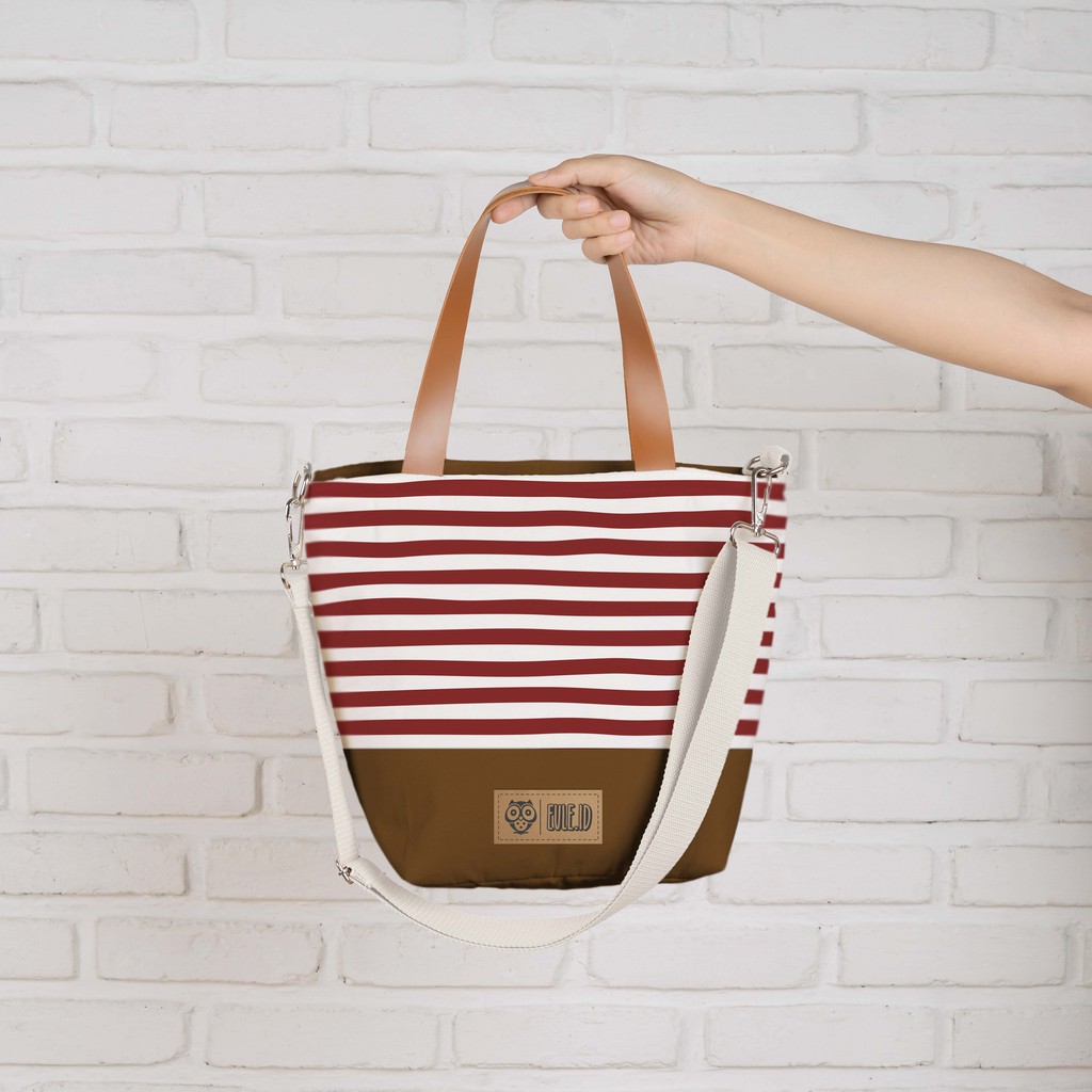 Sling Bag Kanvas Stripe Marun