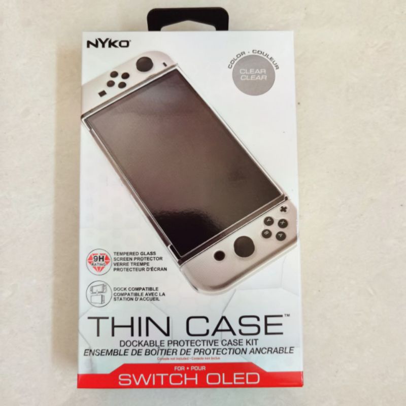 Nyko Thin Case Nintendo Switch OLED Dockable Neon / Clear Casing + Antigores